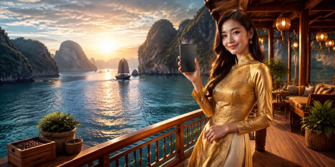 Hình ảnh sòng casino di động tại Hà Nội với phục trang Ao Dài truyền thống